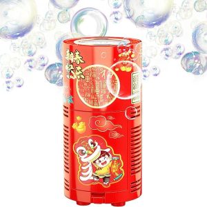 Fireworks Bubble Machine With 80ml Bubble Solution, Portable Automatic Bubble Machine With Lights And Closeable Music, Bubble Maker Toys For Kids Outside Activities Parties Wedding Christmas